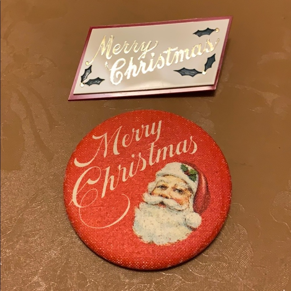 Lot of 2 vintage Christmas holiday pins brooches